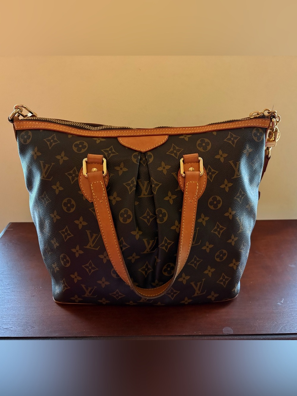 Louis Vuitton Monogram Canvas Tote in Brown with Tan Vachetta Trim